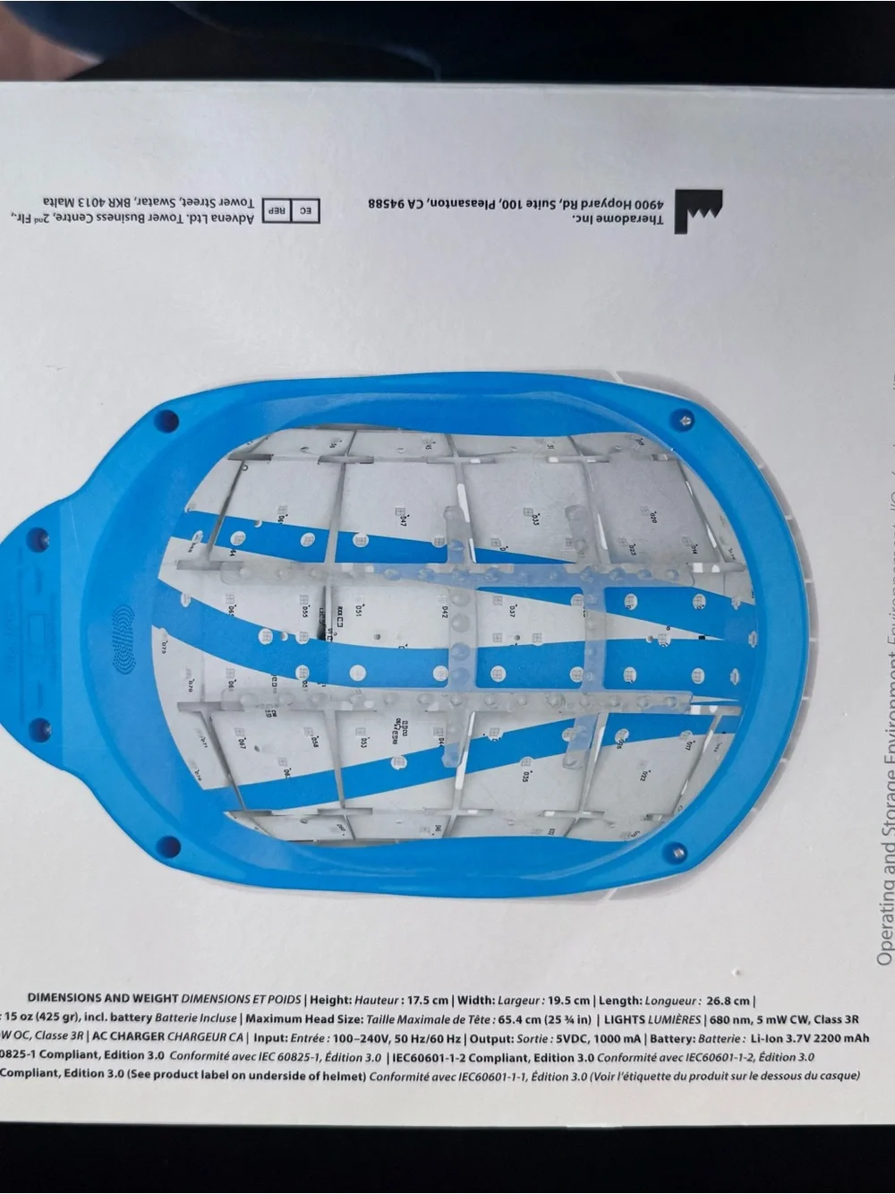 Pro Laser Hair Growth Helmet - White with Blue Accents